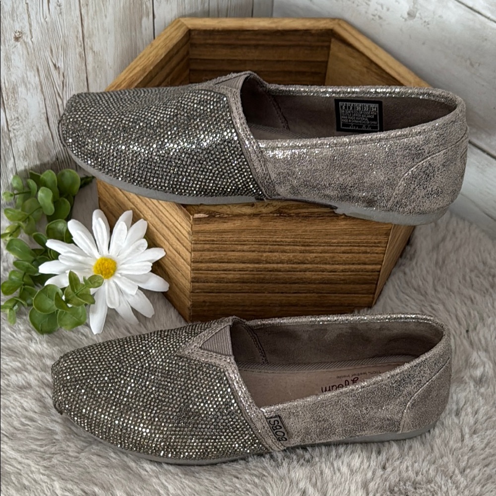 Skechers Silver Flats with a Chic Loafer Design